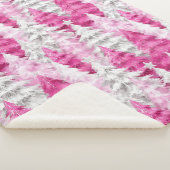 Girly Pink Silver Glam Christmas Trees Stripes Sherpadecke (3/4)
