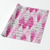 Girly Pink Silver Glam Weihnachtsbaumen Streifen Geschenkpapier (Ungerollt)