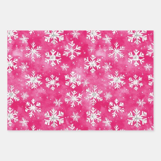 Girly Pink Silver Glam Weihnachtsbaumen Streifen Geschenkpapier Set (Vorderseite 3)