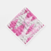 Girly Pink Silver Glam Weihnachtsbaumen Streifen Serviette (Ecke)