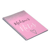 Girly Pink & Silver Glitzer Glitzern Herzbeschreib Notizblock (Rechte Seite)