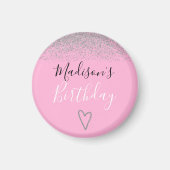 Girly Pink Silver Glitzer Glitzern Herzlich Willko Magnet (Vorne)