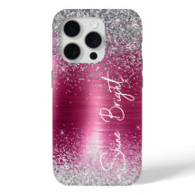 Girly Pink Silver Glitzer Sparkle