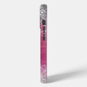 Girly Pink Silver Glitzer Sparkle Case-Mate iPhone Hülle (Rückseite / Links)