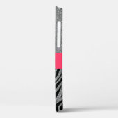 Girly Pink Silver Glitzer Zebra Pattern Initials Case-Mate iPhone Hülle (Rückseite / Links)