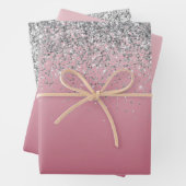 Girly Pink Silver Sparkle Glitzer     Geschenkpapier Set (Beispiel)