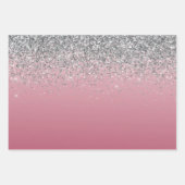 Girly Pink Silver Sparkle Glitzer     Geschenkpapier Set (Vorderseite)