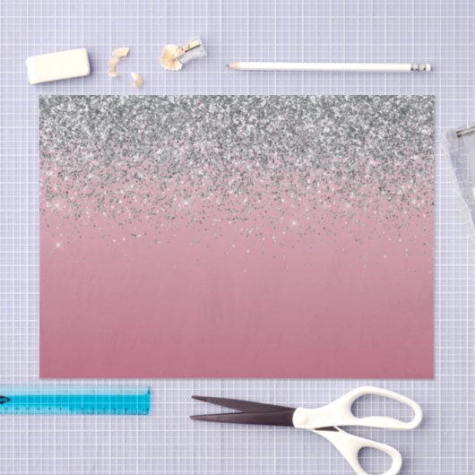 Girly Pink Silver Sparkle Glitzer       Seidenpapier (Handwerk)