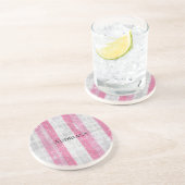 Girly Pink Silver Stripes Sparkle Christmas Getränkeuntersetzer (Seite)