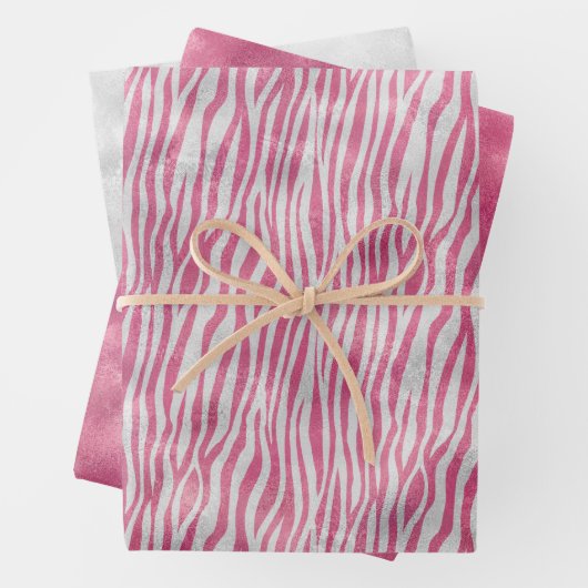 Girly Pink Silver Zebra Print Geschenkpapier Set (Beispiel)