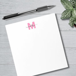 Girly Pink Simple Calligraphy Name Monogram Notizblock