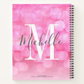 Girly Pink Sparkle Bokeh Monogram Name Notizblock (Rückseite)