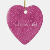 Girly Pink Sparkle Glitzer Blume Keramik Ornament (Rechts)