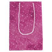 Girly Pink Sparkle Glitzer Blume Mittlere Geschenktüte (Rückseite)