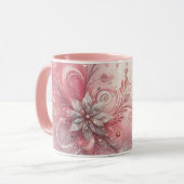 Girly Pink Sparkle Glitzer Blume Tasse (Vorderseite Links)