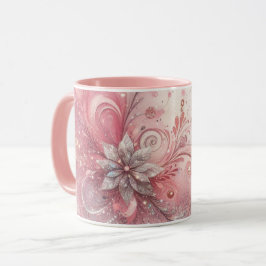 Girly Pink Sparkle Glitzer Blume Tasse