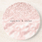 Girly Pink Sparkle Glitzer personalisiert Getränkeuntersetzer (Vorne)