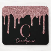Girly Pink Sparkle Glitzer Tropfen Monogram Mousepad (Vorne)