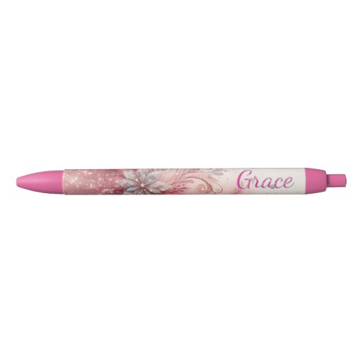 Girly Pink Sparkle Office School Writing Kugelschreiber (Vorderseite)