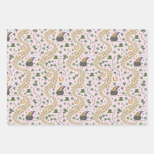 Girly Pink St. Patricks Day Geschenkpapier Set (Vorderseite)