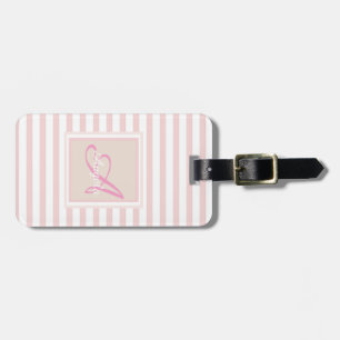Girly Pink Stripe Monogram Personalisiert Gepäckanhänger