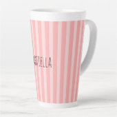 Girly Pink Stripes Birthday Milchtasse (Rechte Ecke)
