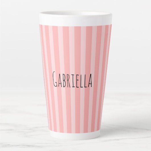Girly Pink Stripes Birthday Milchtasse (Vorderseite)