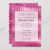 Girly Pink Stripes Einladung (Vorne/Hinten)