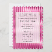 Girly Pink Stripes Einladung (Vorderseite)