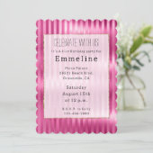 Girly Pink Stripes Einladung (Stehend Vorderseite)