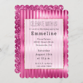 Girly Pink Stripes Einladung