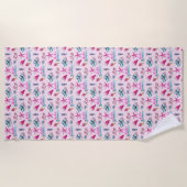 Girly Pink Summer Beach Holiday Pattern Strandtuch (Vorderseite)