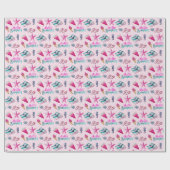 Girly Pink Summer Beach Watercolor Pattern Geschenkpapier (Flach)