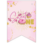 Girly Pink Sweet One 1st Happy Birthday Cupcakes Wimpelkette (Erste Fahne)