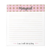 Girly Pink Tan Dots Musterskript Notepad Notizblock (Vorderseite)