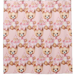 Girly Pink Teddy Bären Duschvorhänge Duschvorhang