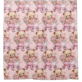Girly Pink Teddy Bären Duschvorhänge Duschvorhang (Vorderseite)