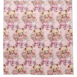Girly Pink Teddy Bären Duschvorhänge Duschvorhang