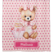 Girly Pink Teddy Bear Monogram Duschvorhänge Duschvorhang (Vorderseite)