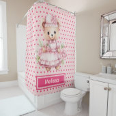 Girly Pink Teddy Bear Monogram Duschvorhänge Duschvorhang (Beispiel)