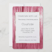 Girly Pink Tinsel Streifen 21. Geburtstag Einladung (Vorderseite)