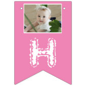 Girly Pink Tochter Foto Happy Birthday Wimpelkette (Zweite Fahne)