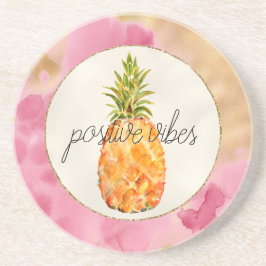 Girly Pink Tropical Pineapse Gold Glitzer Getränkeuntersetzer