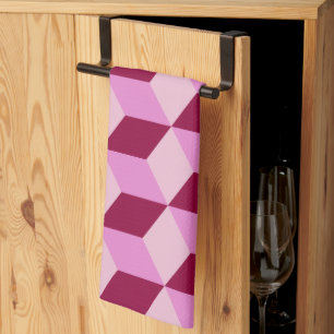 Girly Pink Tumbling Blocks Nahtloses Muster Handtuch
