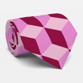 Girly Pink Tumbling Blocks Nahtloses Muster Krawatte (Gerollt)