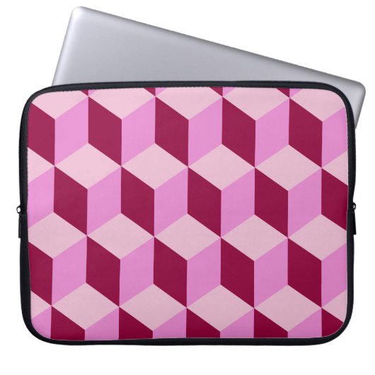 Girly Pink Tumbling Blocks Nahtloses Muster Laptopschutzhülle (Vorderseite)