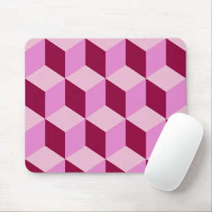 Girly Pink Tumbling Blocks Nahtloses Muster Mousepad