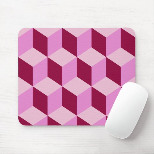 Girly Pink Tumbling Blocks Nahtloses Muster Mousepad (Mit Mouse)