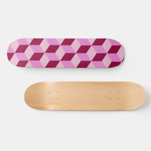 Girly Pink Tumbling Blocks Nahtloses Muster Skateboard