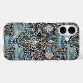 Girly Pink Türkquoise Stone Blue Denim Case-Mate iPhone Hülle (Rückseite (Horizontal))